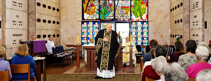 First Month's Mind Mass at Calvary Catholic Cemetery, January 26, 2012. Father Ralph Argentino is the celebrant assisted by Deacons Paul Haber from Christ the King, Tampa,  and John Buckley from Holy Name Parish, Gulfport.
